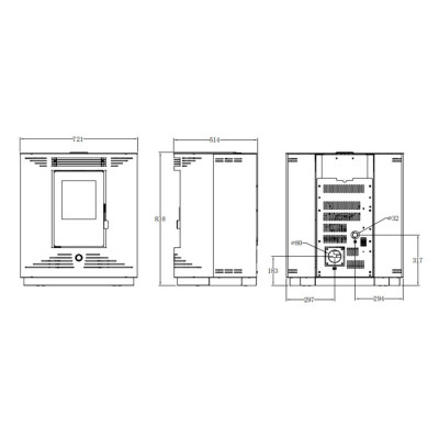 Estufa de pellets esquinera Modelo Pellet-C 9kW