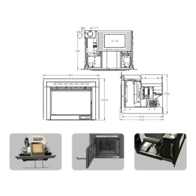 Estufa de pellets insertable/encastrable FUJI - I12 CANALIZABLE