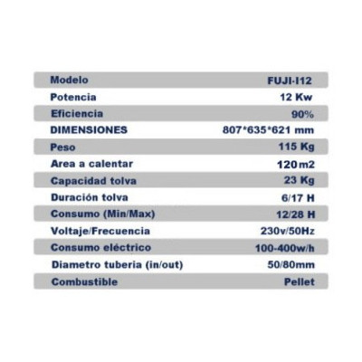 Estufa de pellets insertable/encastrable FUJI - I12 CANALIZABLE