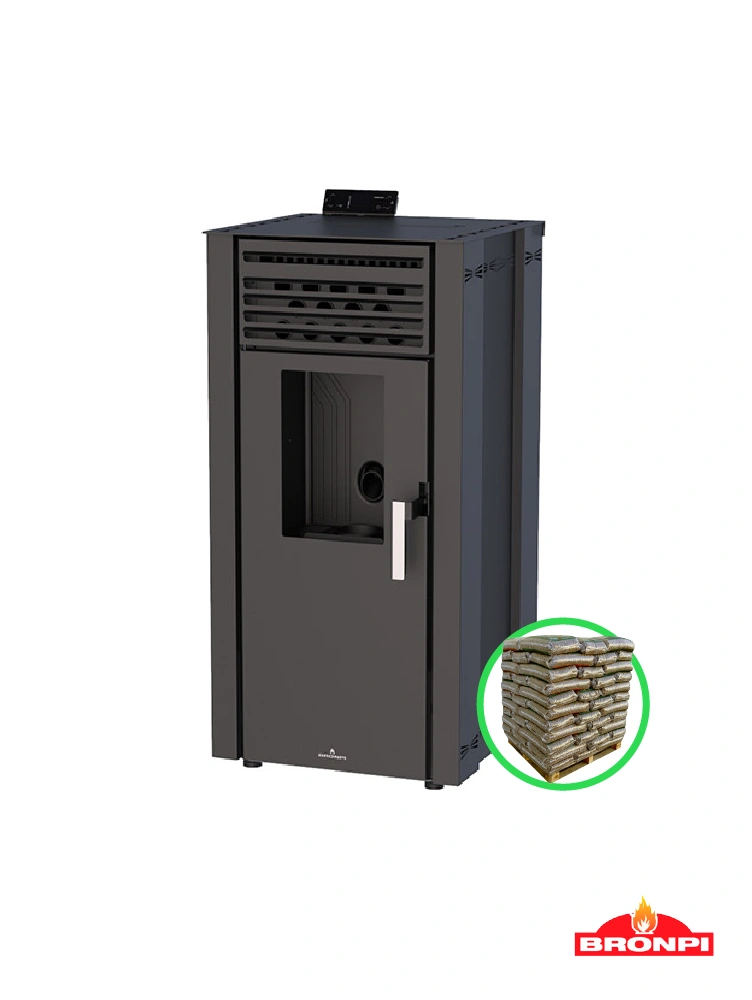 estufa de pellets canalizable bronpi eva 14kw