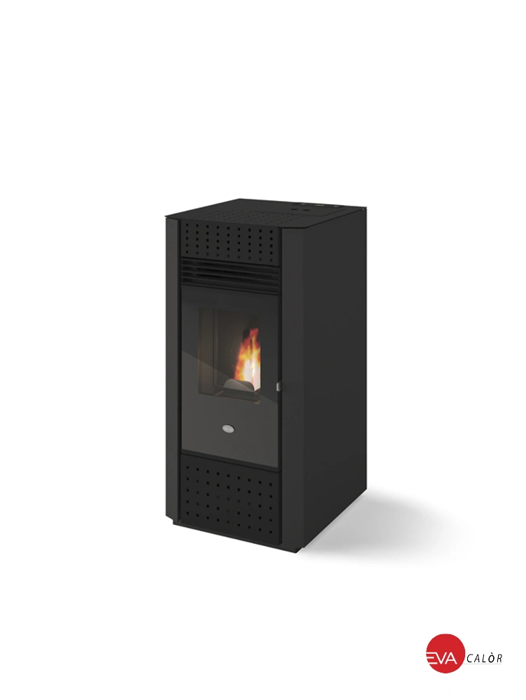 estufa de pellets 8kw negra Eva Calor Irma Plus