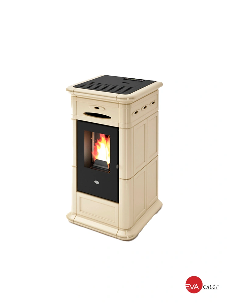 estufa de pellets mayolica crema 8kw Eva Calor Alina